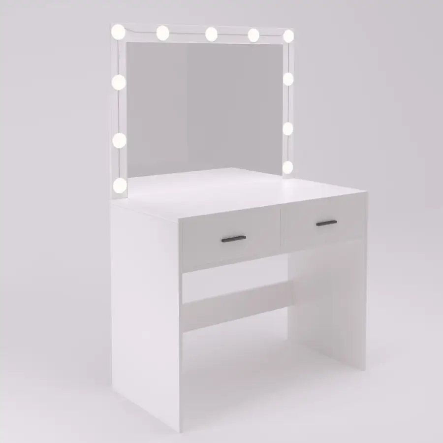 Modern LED Lighted Panel Wood Style Makeup Vanity Dresser for Bedroom or Living Room for — image 5