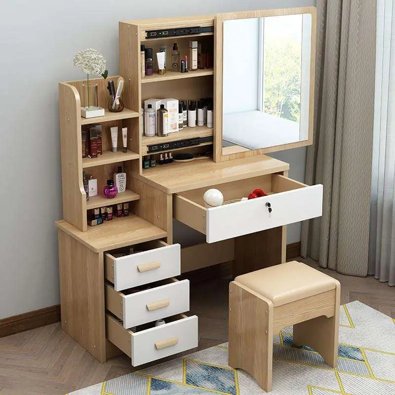 Modern Simple LED Light Integrated Dressing Table Storage Cabinet Metal Push-Pull Mirror for Bedroom Small Apartment Makeup Use — image 6