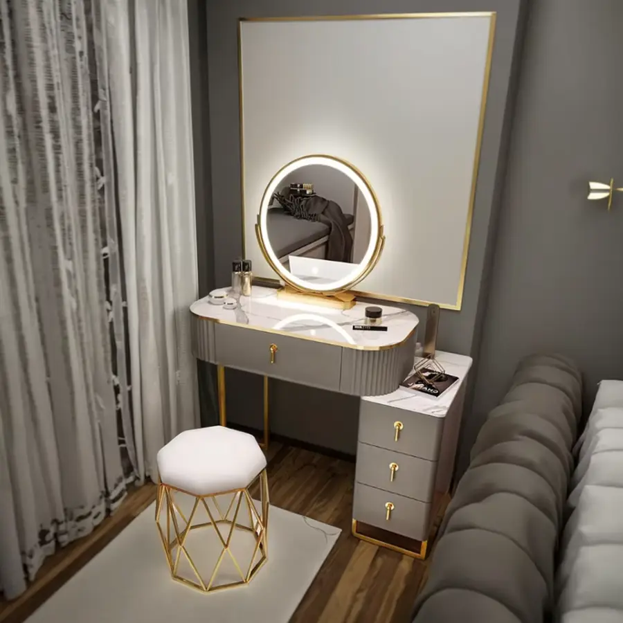 Hot Sale Beautiful White Wooden Storage Makeup Dresser with Mirror Elegant Bedroom Furniture for Vanities — image 3