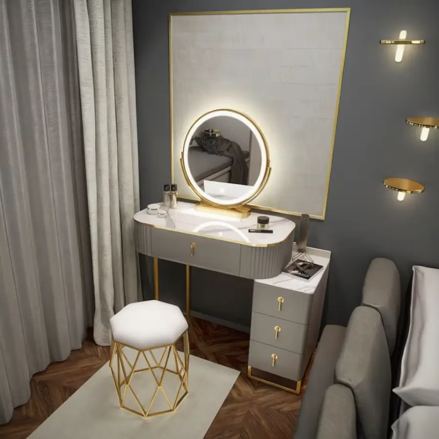 Hot Sale Beautiful White Wooden Storage Makeup Dresser with Mirror Elegant Bedroom Furniture for Vanities — image 4