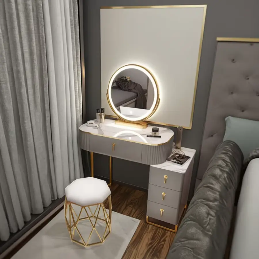 Hot Sale Beautiful White Wooden Storage Makeup Dresser with Mirror Elegant Bedroom Furniture for Vanities — image 5