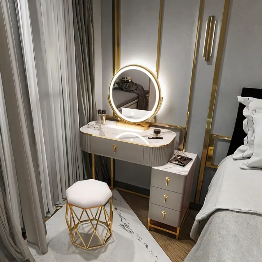 Hot Sale Beautiful White Wooden Storage Makeup Dresser with Mirror Elegant Bedroom Furniture for Vanities — image 6