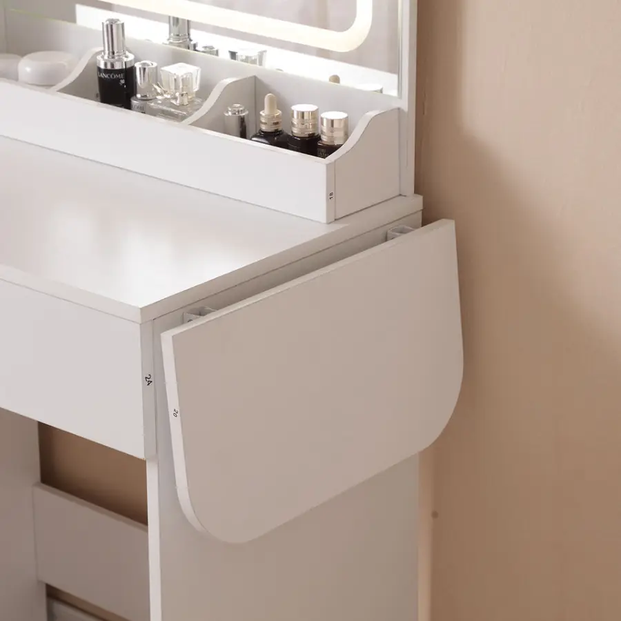 Modern LED Vanity Table with Lighted Makeup Mirror MDF Wood Panel Dressing Table with Storage for Bedroom Living Room for Hotels — image 5