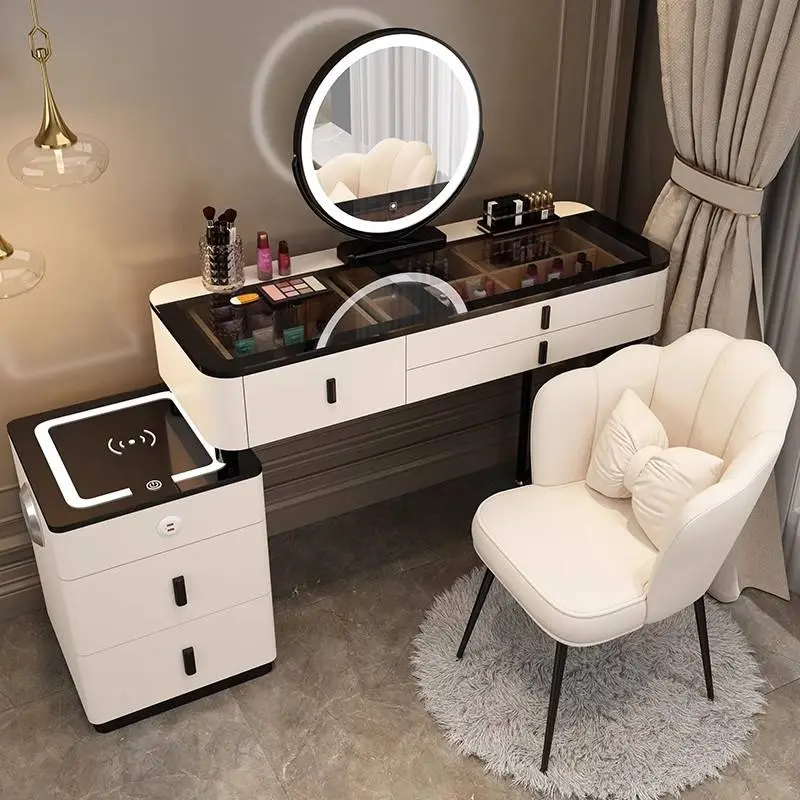 Luxury Nordic Style Modern Simple Storage Cabinet Smart Wireless Charging Dressing Table/Princess Makeup Vanity — image 2