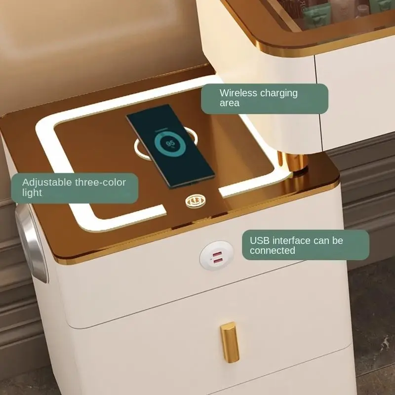 Luxury Nordic Style Modern Simple Storage Cabinet Smart Wireless Charging Dressing Table/Princess Makeup Vanity — image 5