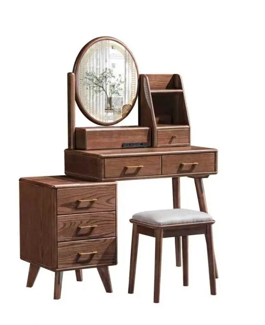 Nordic Style Solid Wood Dressing Table with Lighting New Modern Simple Design for Bedroom or Living Room — view 1