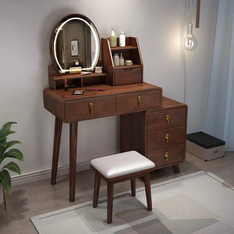 Nordic Style Solid Wood Dressing Table with Lighting New Modern Simple Design for Bedroom or Living Room — image 2