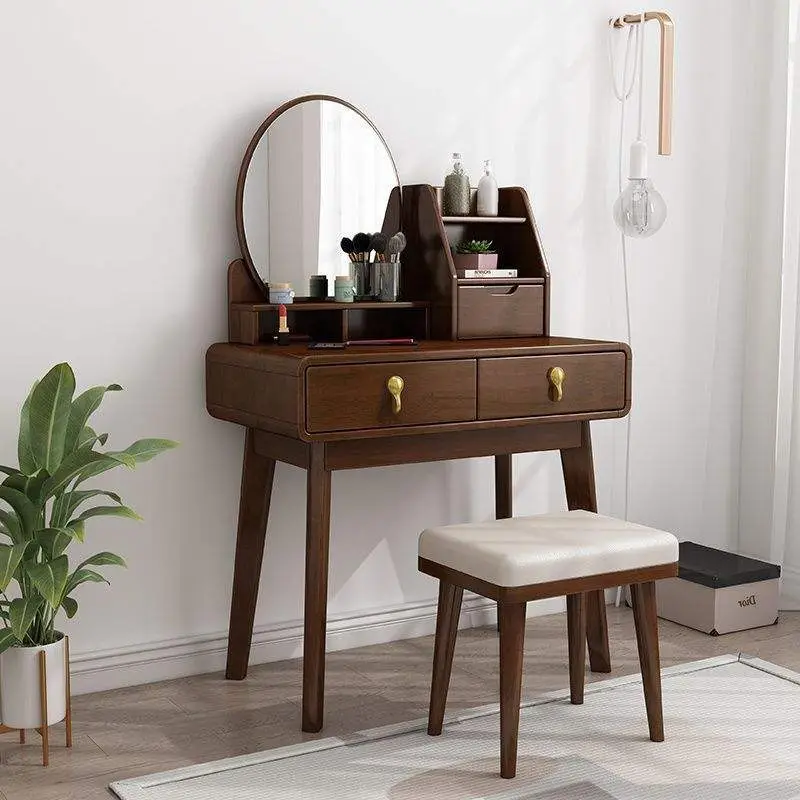 Nordic Style Solid Wood Dressing Table with Lighting New Modern Simple Design for Bedroom or Living Room — image 5