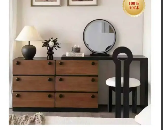 Modern Simple Bedroom Integrated Dressing Table with Lighted Mirror Corner Bedside Cabinet Makeup Table — image 2
