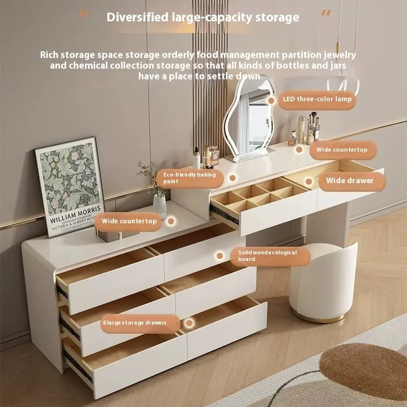 Solid Wood High-End Dressing Table Cream Style Simple Modern Integrated Makeup Table for Master Bedroom — image 2