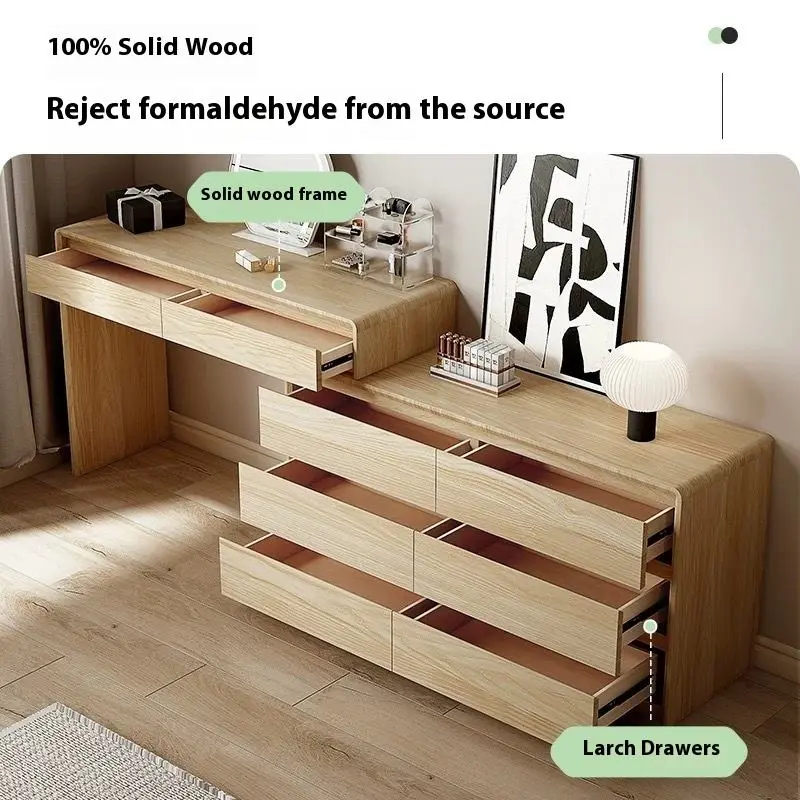 Solid Wood High-End Dressing Table Cream Style Simple Modern Integrated Makeup Table for Master Bedroom — image 3
