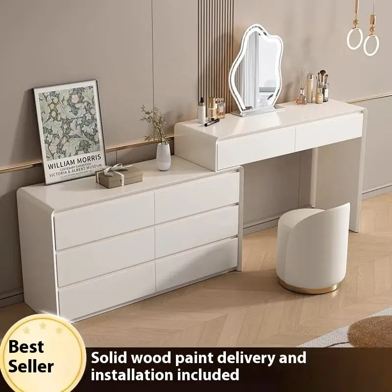 Solid Wood High-End Dressing Table Cream Style Simple Modern Integrated Makeup Table for Master Bedroom — image 5