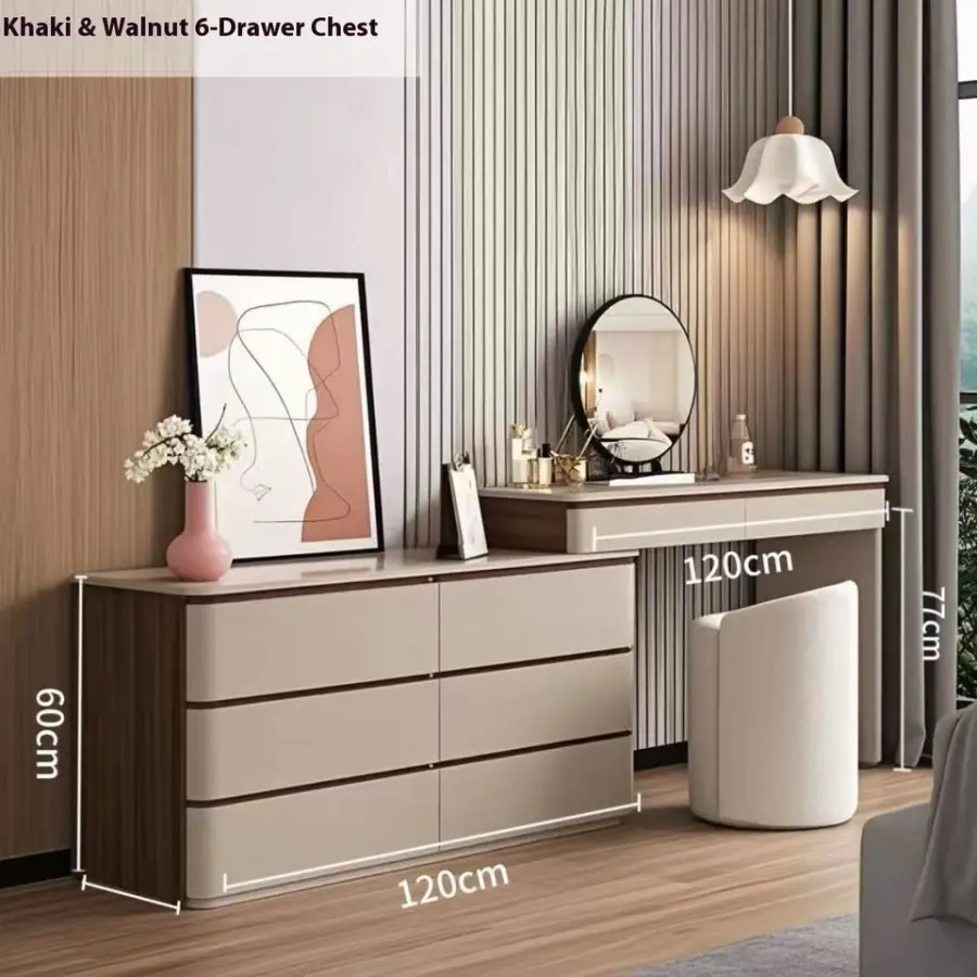 Italian-Style Solid Wood Dressing Table Lighted Minimalist Design Storage Cabinet Bedroom Bed End Telescopic Cosmetic Ta — view 4
