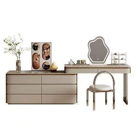 Italian-Style Solid Wood Dressing Table Lighted Minimalist Design Storage Cabinet Bedroom Bed End Telescopic Cosmetic Ta — view 5