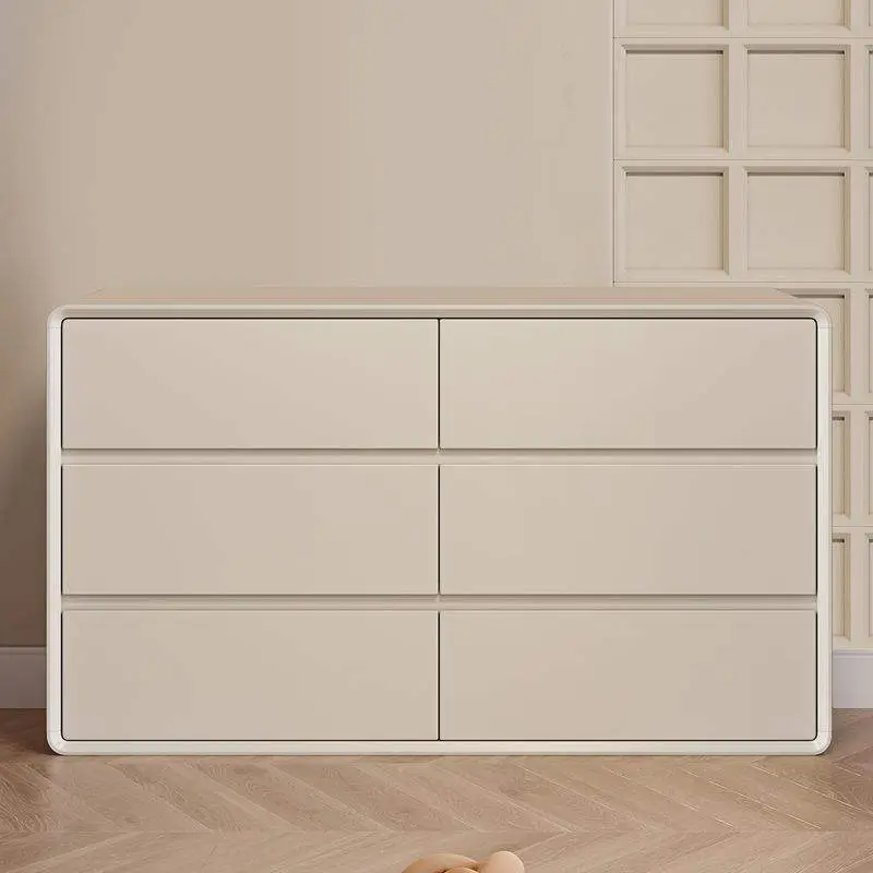 Solid Wood Makeup Vanities Integrated Bucket Cabinet Baking Varnish Dressing Table Cream Style for Small Apartments Factory — image 2