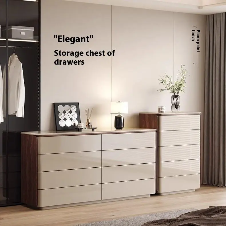 Italian Minimalist Solid Wood Bucket Cabinet Multifunctional Modern Simple Bedend Storage for Bedroom Living Makeup Vanities — image 2