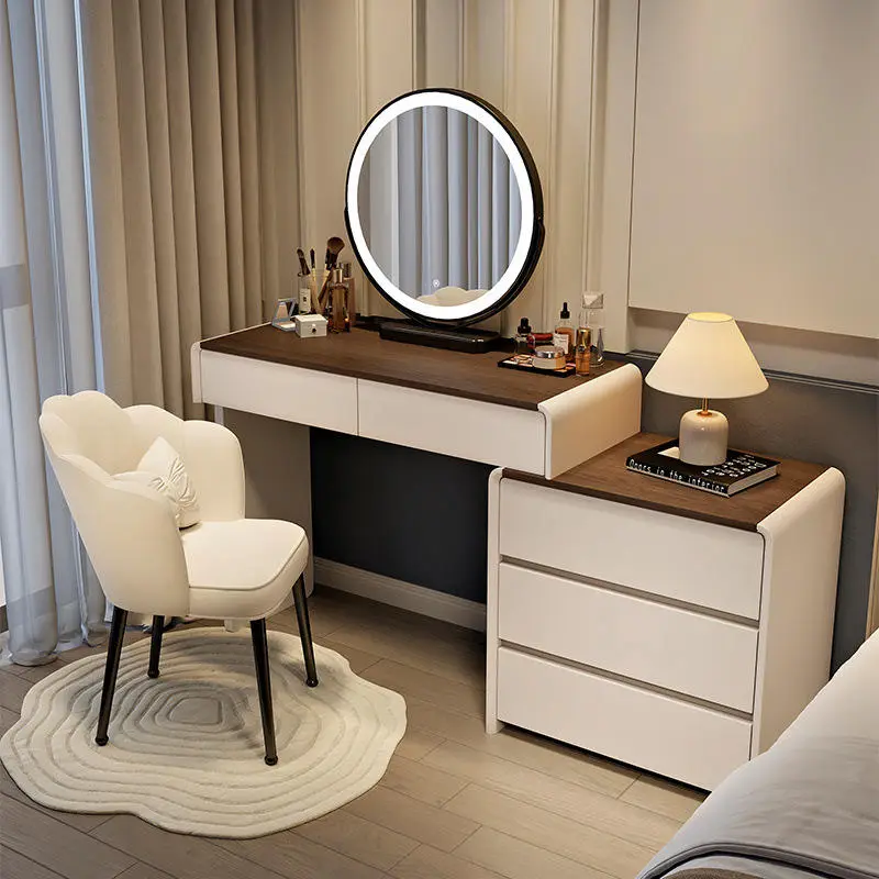 Light Luxury Modern Simple Dressing Table New Style White Storage Cabinet with Bucket for Small Apartment Makeup Vanity — view 1