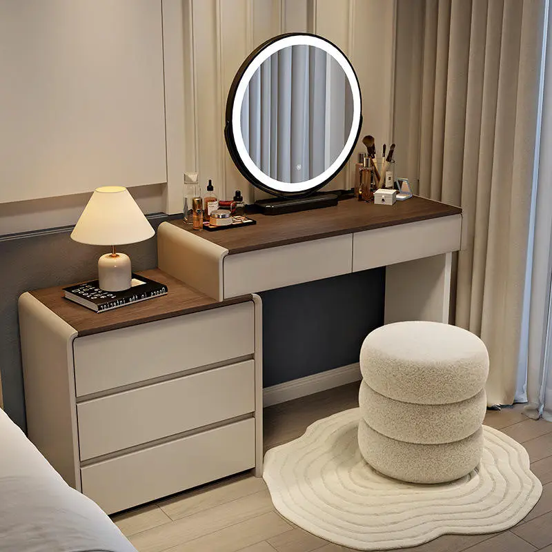 Light Luxury Modern Simple Dressing Table New Style White Storage Cabinet with Bucket for Small Apartment Makeup Vanity — image 2