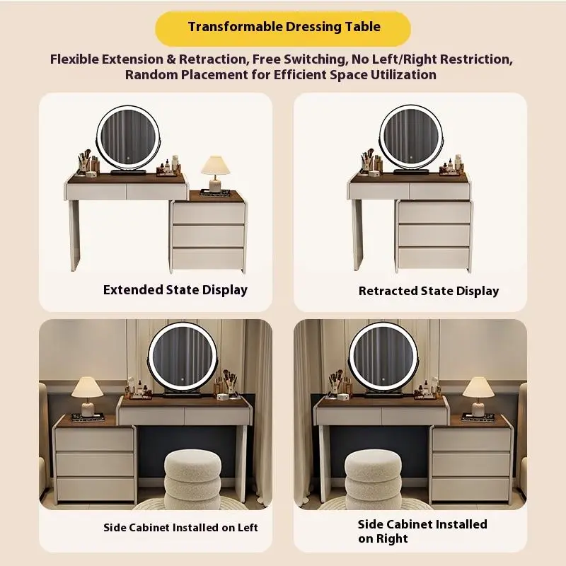 Light Luxury Modern Simple Dressing Table New Style White Storage Cabinet with Bucket for Small Apartment Makeup Vanity — image 4