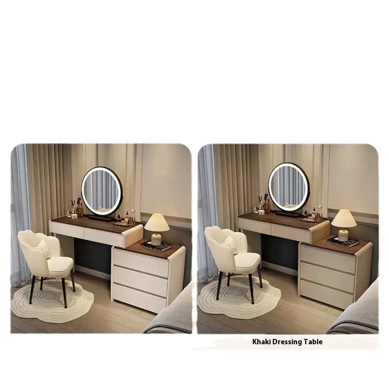 Light Luxury Modern Simple Dressing Table New Style White Storage Cabinet with Bucket for Small Apartment Makeup Vanity — image 5