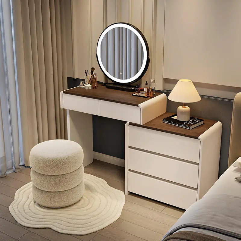 Light Luxury Modern Simple Dressing Table New Style White Storage Cabinet with Bucket for Small Apartment Makeup Vanity — image 6
