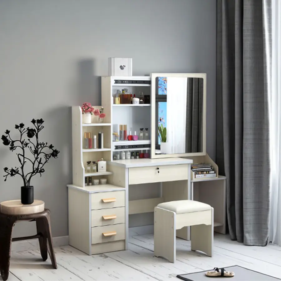 White Melamine Adult Woman Dresser Mirror Easy Assembly Bedroom Furniture Storage Drawers for Home Decor Makeup Vanities — image 5