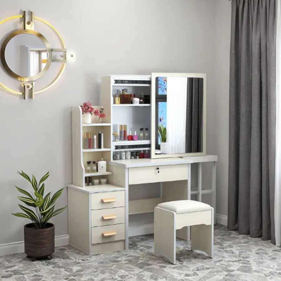 White Melamine Adult Woman Dresser Mirror Easy Assembly Bedroom Furniture Storage Drawers for Home Decor Makeup Vanities — image 6