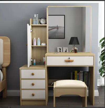 Modern European Solid Wood Home Bedroom Furniture Set Durable Lighted Mirror Makeup Dressing Table Baobei — view 1