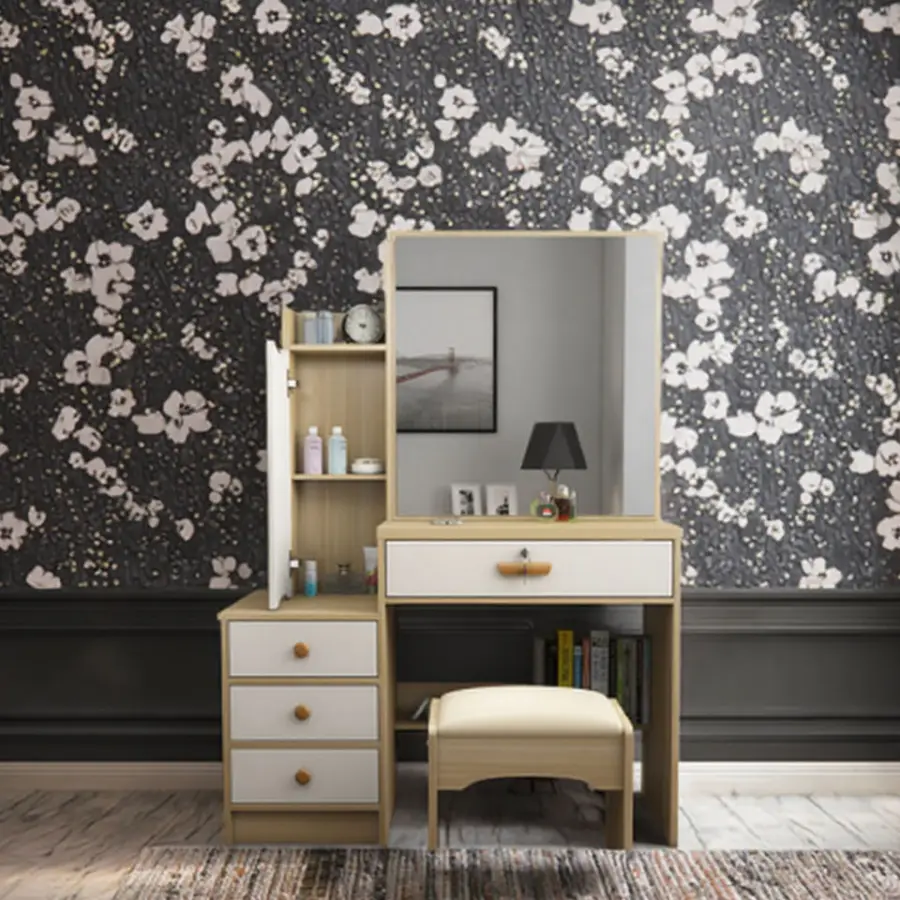 Modern European Solid Wood Home Bedroom Furniture Set Durable Lighted Mirror Makeup Dressing Table Baobei — image 3