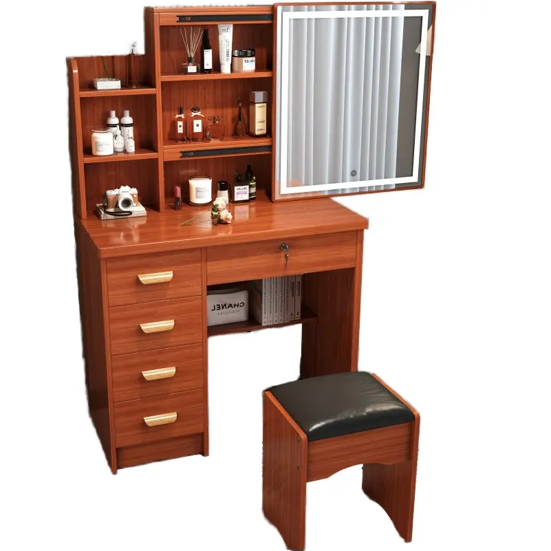 Modern European Professional Makeup Dressing Table Lighted Small Drawers Beauty Store Wholesale 1 Vanity Mirror MDF Wood Panel — image 3