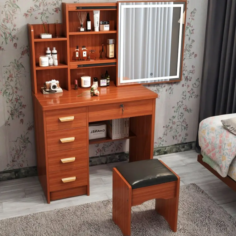 Modern European Professional Makeup Dressing Table Lighted Small Drawers Beauty Store Wholesale 1 Vanity Mirror MDF Wood Panel — image 5