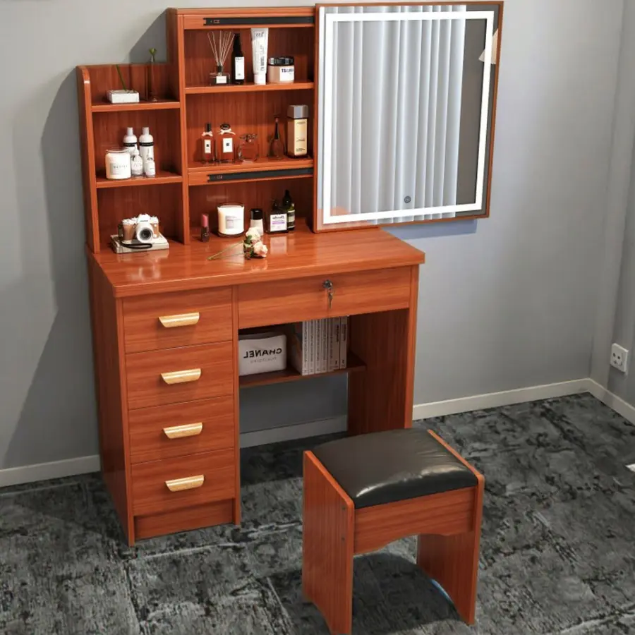 Modern European Professional Makeup Dressing Table Lighted Small Drawers Beauty Store Wholesale 1 Vanity Mirror MDF Wood Panel — image 6