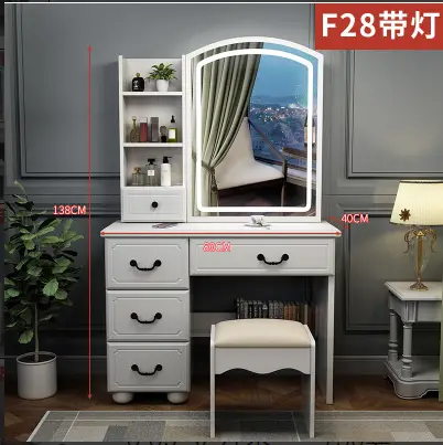 Modern Nordic Design Luxury Crystal Gold LED Dressing Table MDF Panel Durable Eco-Friendly E26 Base Desk Candelabra Elec — view 2