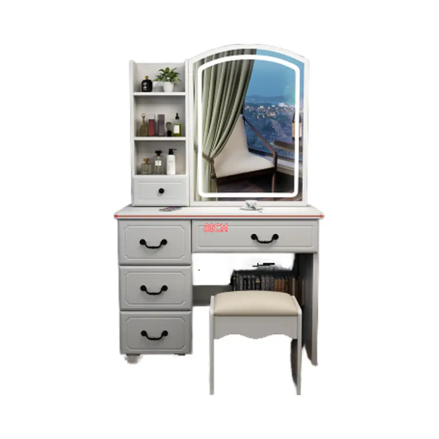 Modern Nordic Design Luxury Crystal Gold LED Dressing Table MDF Panel Durable Eco-Friendly E26 Base Desk Candelabra Elec — view 3