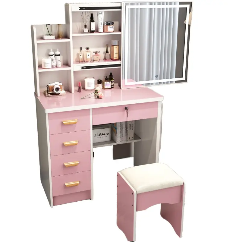Nordic Modern Design Bedroom Dressing Table Vanity Mirror Minimalist Multifunctional High-End Lighted Adjustable MDF Panel High — image 3