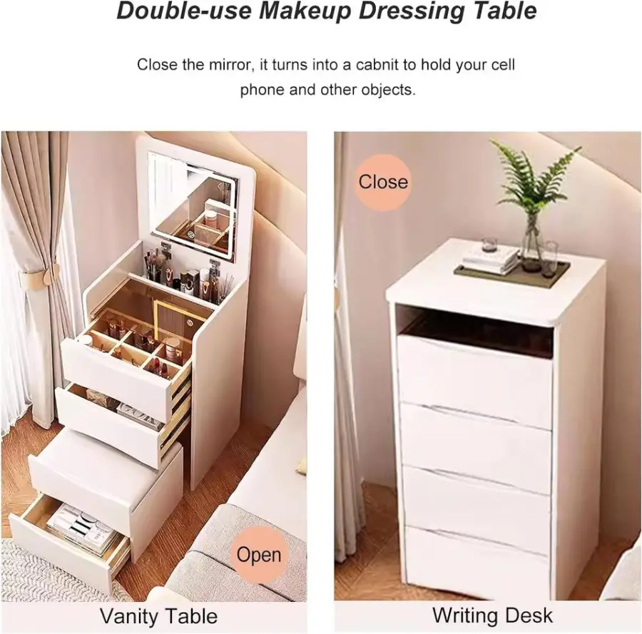 Modern Simple White Dressing Table with Lighted Mirror and Dressers Durable Bedroom Furniture Wholesale Makeup Vanity Vanities — image 6