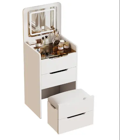 Modern 3-in-1 DB Vanity Desk Set for Home Use Lighted Flip Top Mirror MDF Panel Adjustable Height Makeup Vanity for Bedr — view 1