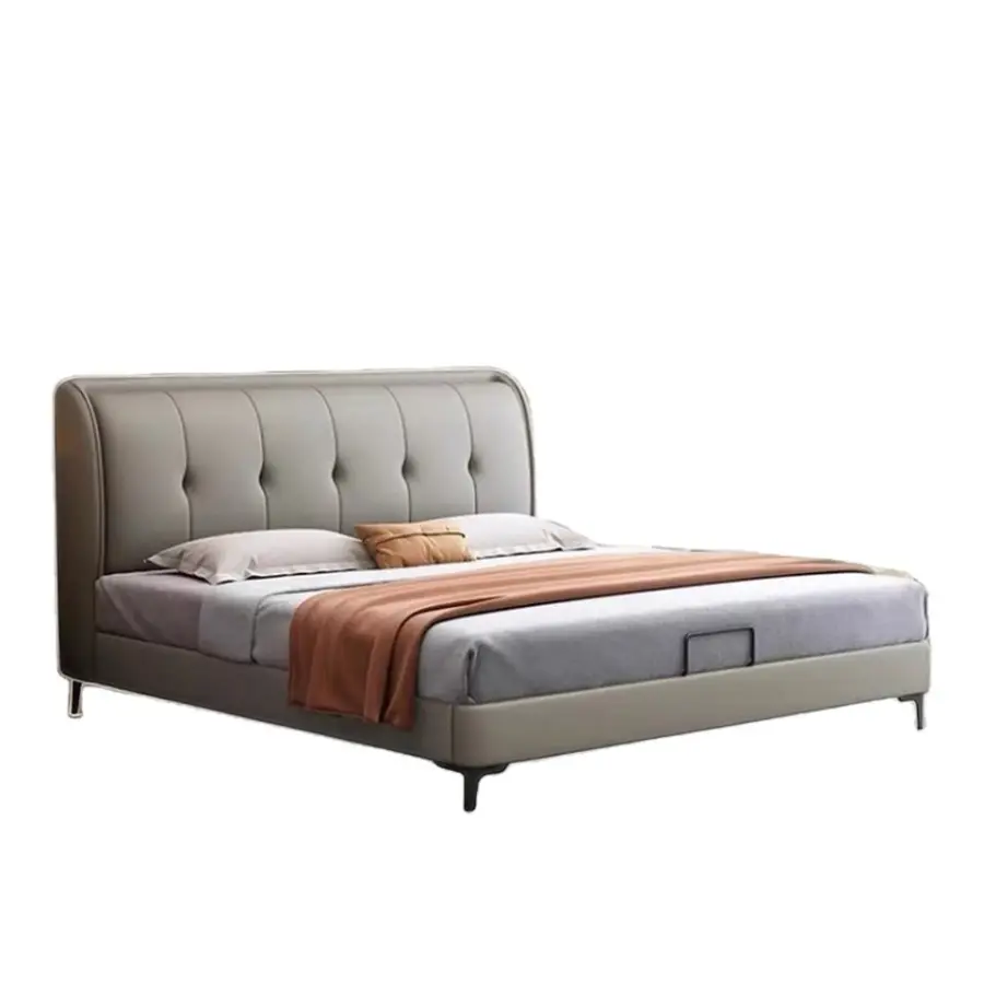 Modern Simple 1.8m Double Bed for Small Apartment Light Luxury Soft Bag Wedding Bed Wooden New Style Master Bedroom Stor — view 1