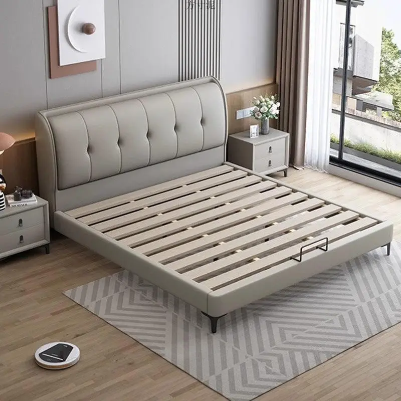 Modern Simple 1.8m Double Bed for Small Apartment Light Luxury Soft Bag Wedding Bed Wooden New Style Master Bedroom Storage — image 2