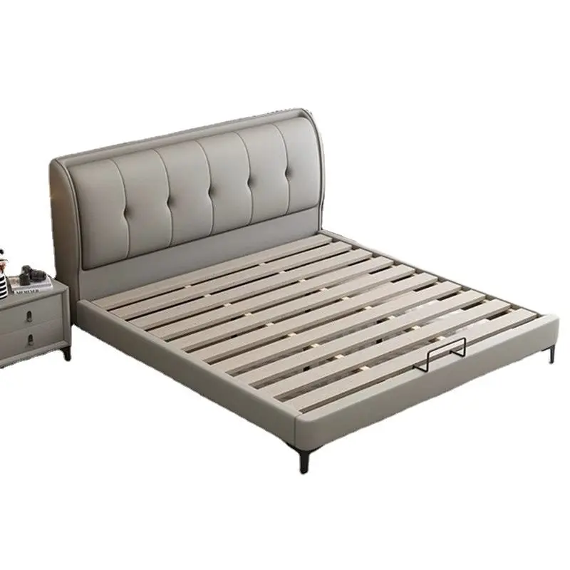 Modern Simple 1.8m Double Bed for Small Apartment Light Luxury Soft Bag Wedding Bed Wooden New Style Master Bedroom Storage — image 5