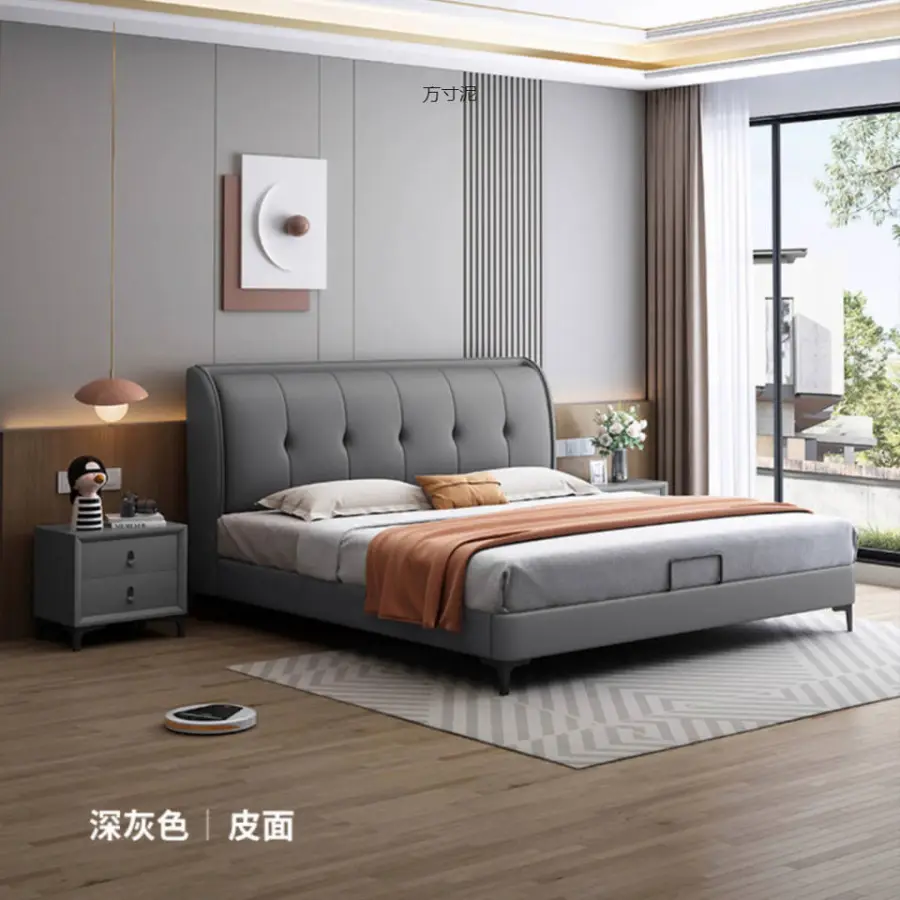 Modern Simple 1.8m Double Bed for Small Apartment Light Luxury Soft Bag Wedding Bed Wooden New Style Master Bedroom Storage — image 6