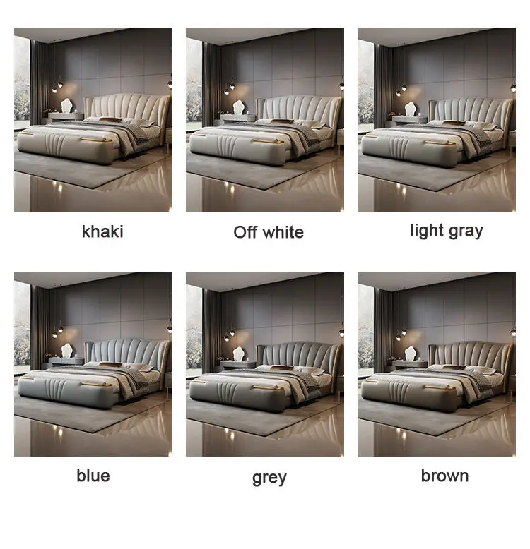 Hot Sale Popular Modern Luxury Bedroom Furniture Set Beds King Size Queen Double Leather Soft Beds for Home Bed Room Hote — image 6