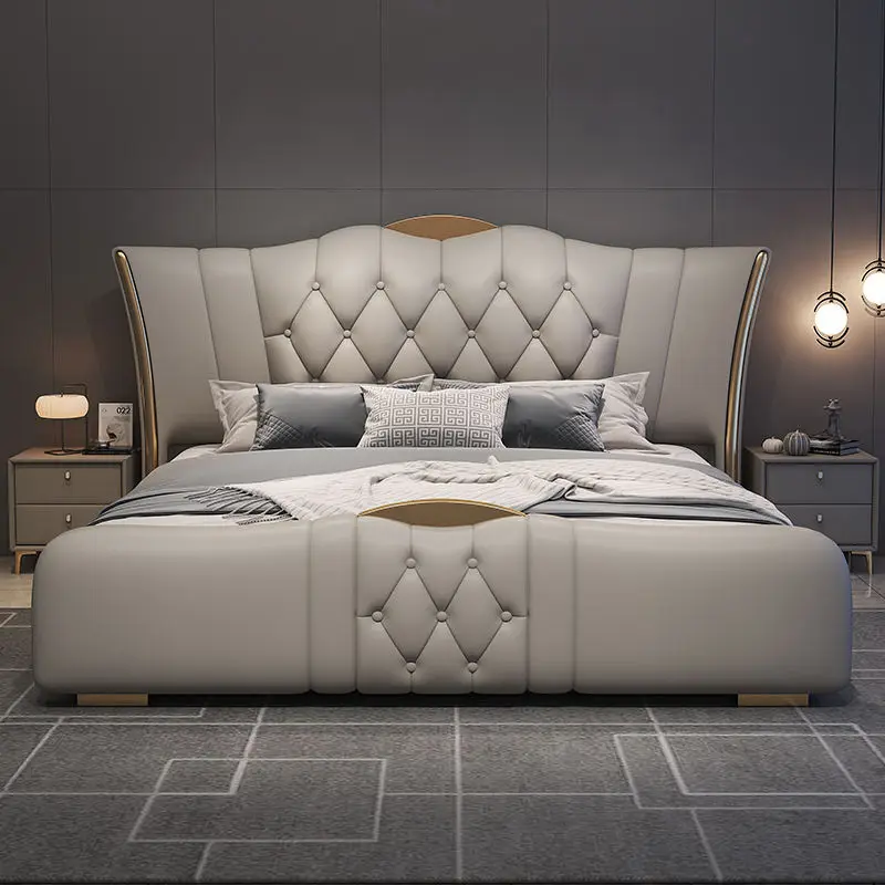 Modern Minimalist 1.5m & 1.8m Queen Bed Light Luxury Leather with Extendable Wooden Frame High-End 1.5m Double 1.8m Stor — view 1