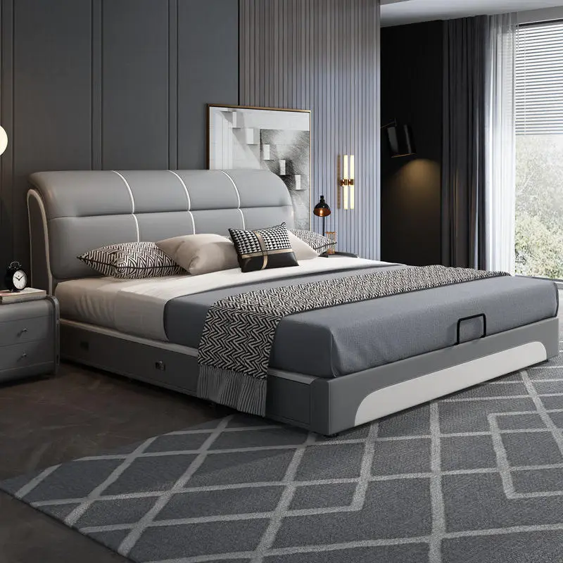 Nordic 1.8m Double Bed with Storage Modern Simple Design Soft 1.5m Single Bed for Master Bedroom Wedding Direct Factory Outlet — image 2