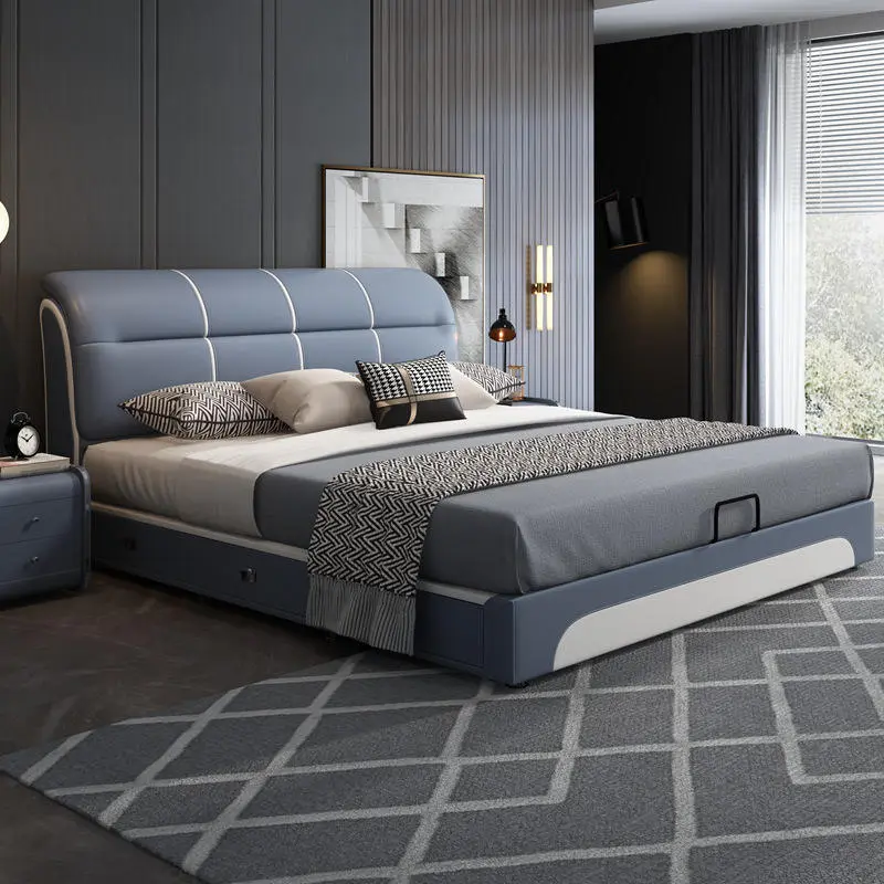 Nordic 1.8m Double Bed with Storage Modern Simple Design Soft 1.5m Single Bed for Master Bedroom Wedding Direct Factory Outlet — image 3