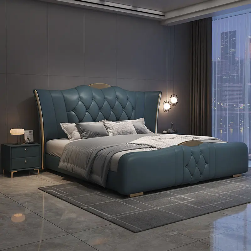 Modern Minimalist 1.5m & 1.8m Queen Bed Light Luxury Leather with Extendable Wooden Frame High-End 1.5m Double 1.8m Storage Bed — image 4