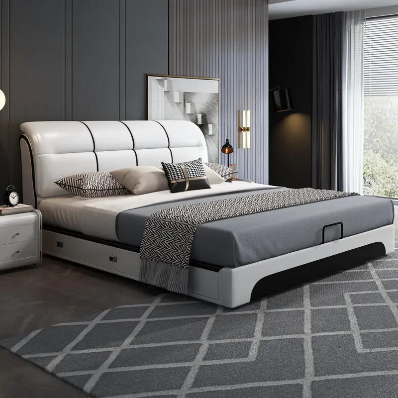 Nordic 1.8m Double Bed with Storage Modern Simple Design Soft 1.5m Single Bed for Master Bedroom Wedding Direct Factory Outlet — image 4