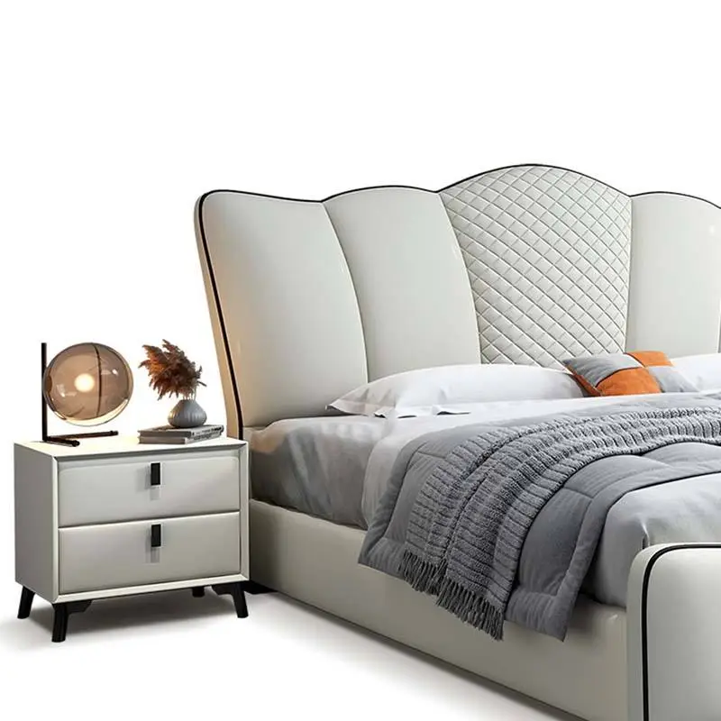 Luxury Solid Wood Single Bedroom King-Size Bed with Comfortable Upholstered Leather Soft Style Bed — image 6