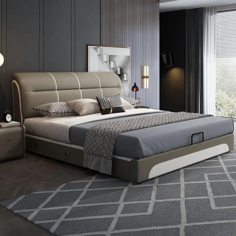 Nordic 1.8m Double Bed with Storage Modern Simple Design Soft 1.5m Single Bed for Master Bedroom Wedding Direct Factory Outlet — image 5