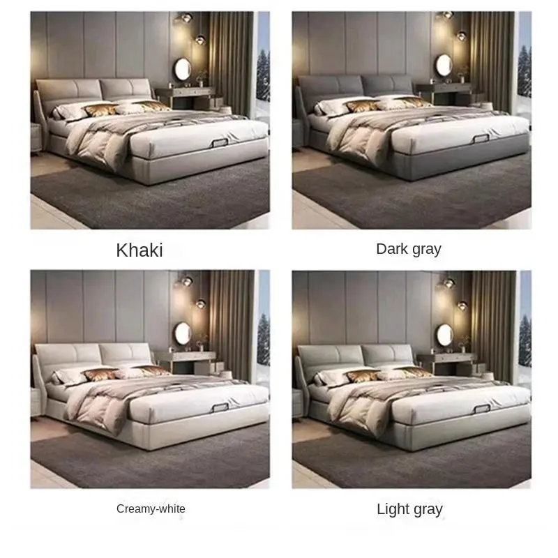 Italian Luxury Leather Bed Simple Modern 1.8m Double Bed Soft Bag Storage for Small Apartment Master Bedroom Wedding Bed — view 5